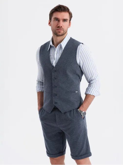 Tmavě modrá elegantní souprava (vesta + šortky) V1 Z112