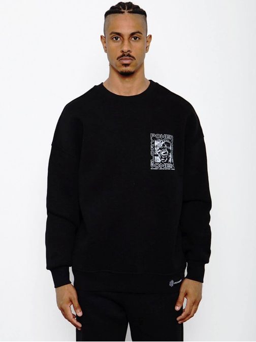 Moderní oversize černá mikina s potiskem MACH/M3257