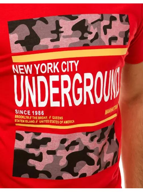Trendové červené tričko s potiskem Underground