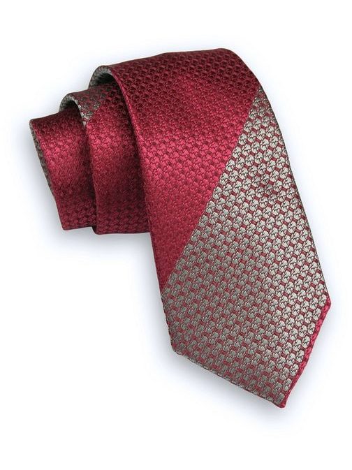 Bordó kravata s hrubými šedými pásy