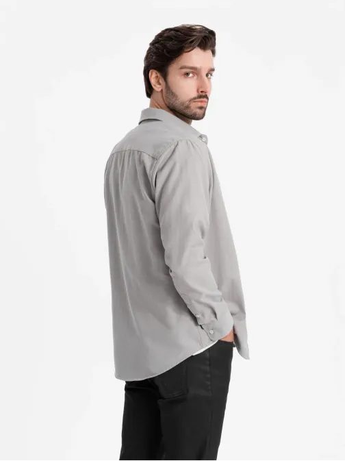 Ležérní šedá košile s kapsou V1 SHCS-0148
