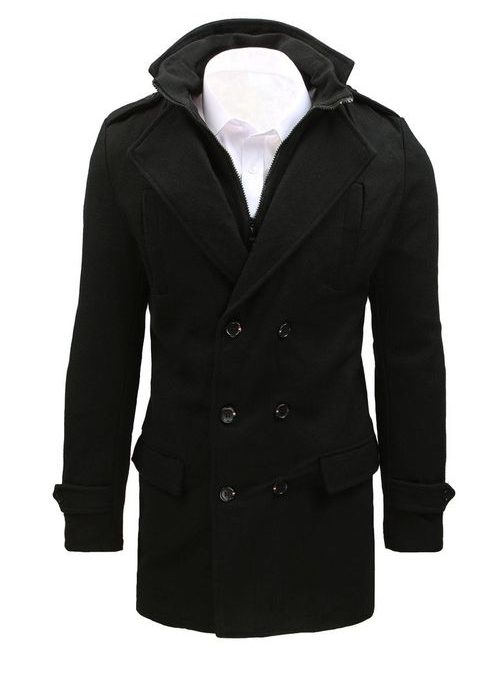 Dvojřadý černý pánský kabát