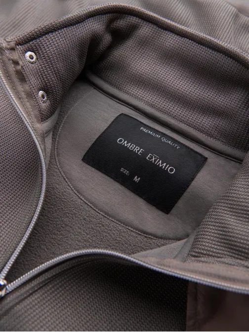 Popelavá pletená bunda s vysokým límcem V2 C645