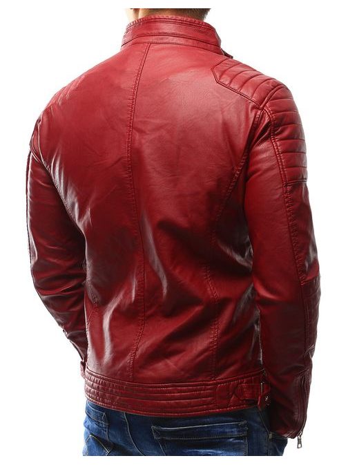 Zajímavá červená pánská koženková bunda
