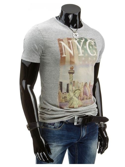 Letní pánské tričko šedé barvy NYC