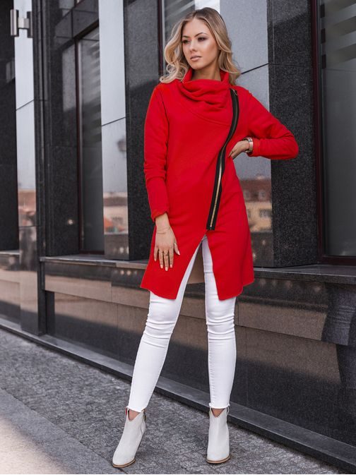 Jedinečný dámský kabát v červené barvě CLR009