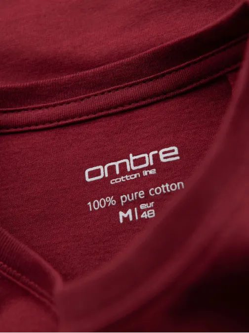 Základní vínově červené bavlněné tričko s kulatým výstřihem V16 TSBS-0236