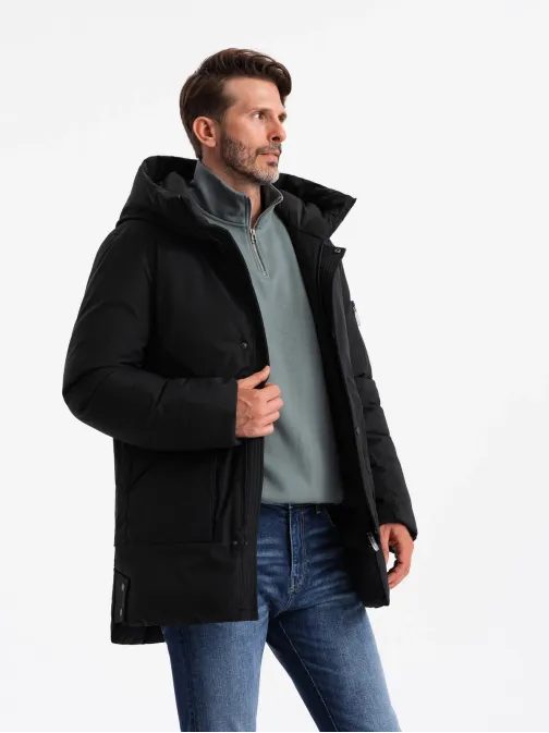 Atraktivní černá parka na zimu V1 JALJ-0202