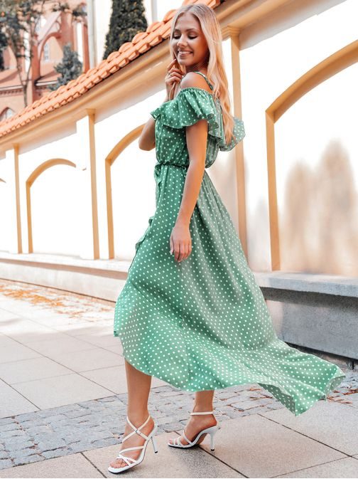 Moderní zelené dámské šaty DLR037