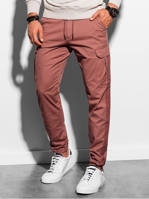 Stylové kalhoty v cihlové barvě P893