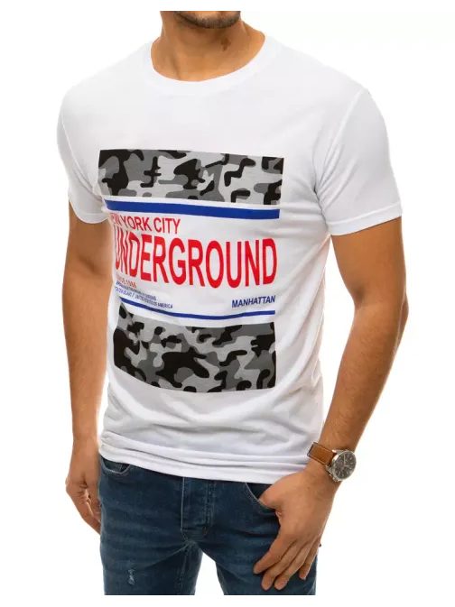 Trendové bílé tričko s potiskem Underground
