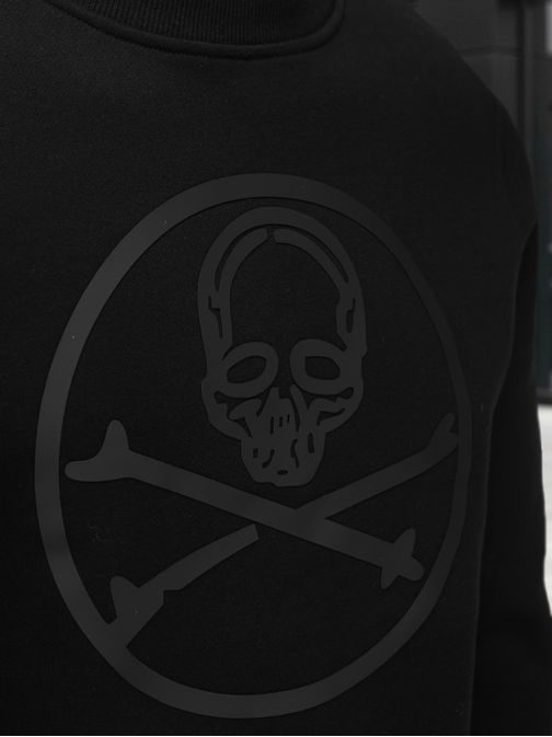 Černá pánská mikina s kapucí a potiskem