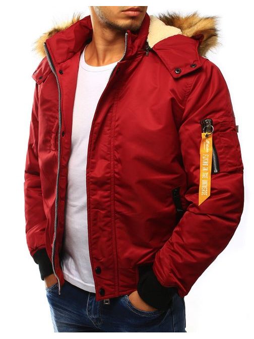 Zimní červená bunda s dvojitým zapínáním