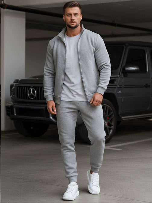 Jednoduchá pánská tepláková souprava šedá