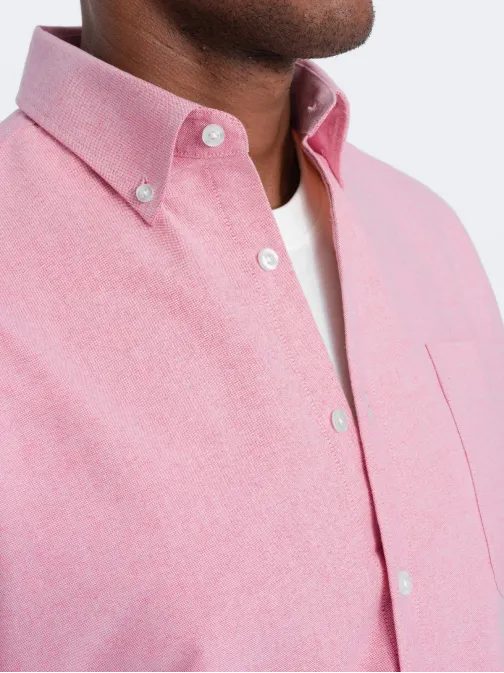 Elegantní růžová košile oxford V3 OM0108
