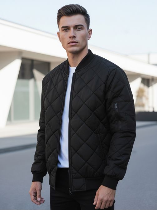 Moderní černá pánská bomber bunda
