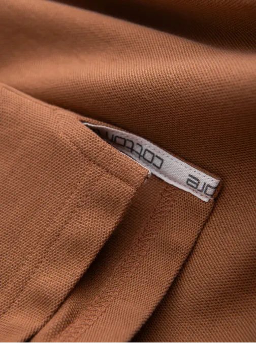 Bavlněná jednobarevná pánská polokošile hnědá v23 om-pobs-0100