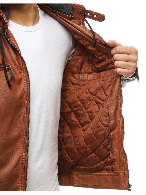 Jedinečná koženková bunda v karamelové barvě