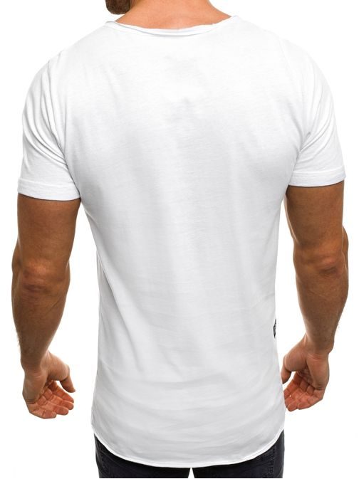 Bavlněné moderní bílé tričko s knoflíky ATHLETIC 1122AT