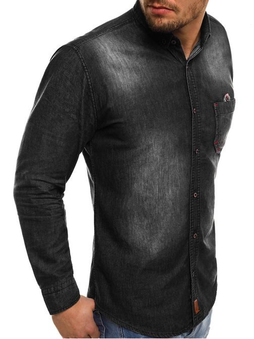 Módní džínová košile v černé barvě NORTHIST 2054