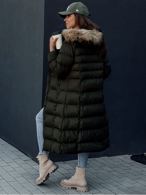 Dámská dlouhá zimní zelená bunda Luxwarm