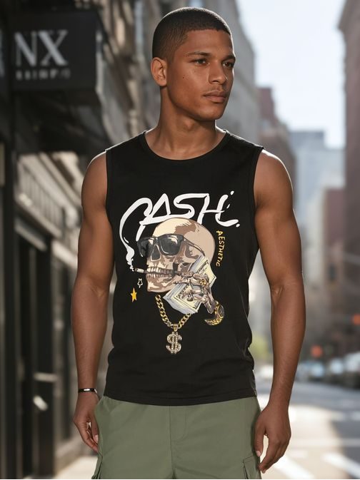 Černé pánské tílko s originálním potiskem