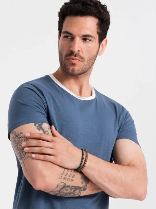 Trendy tmavě modré tričko bez potisku V3 TSCT-22SS-004