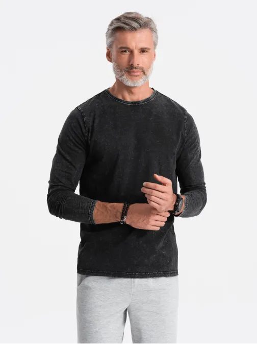 Černé stylové tričko s dlouhým rukávem L131