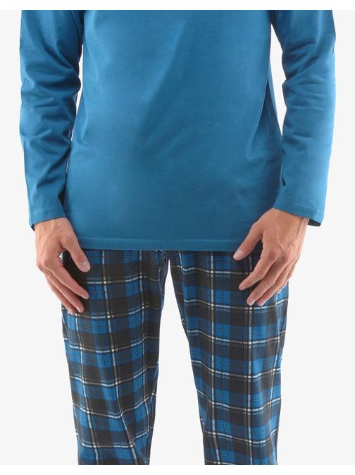 Modré pohodlné dlouhé pyžamo Bernard