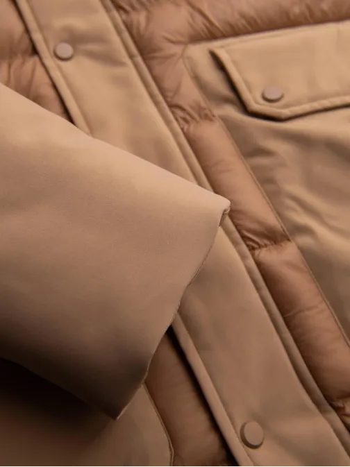 Béžová pánská prošívaná bunda s kapsami V2 JALJ-0308