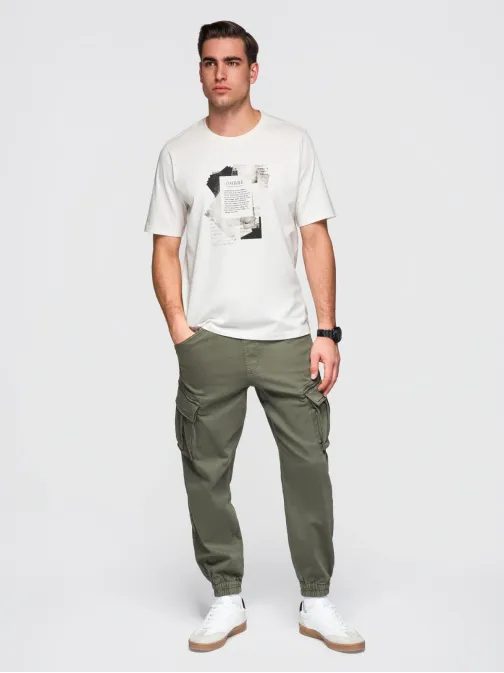 Bílé pánské tričko s moderním potiskem V2 TSPT-0261