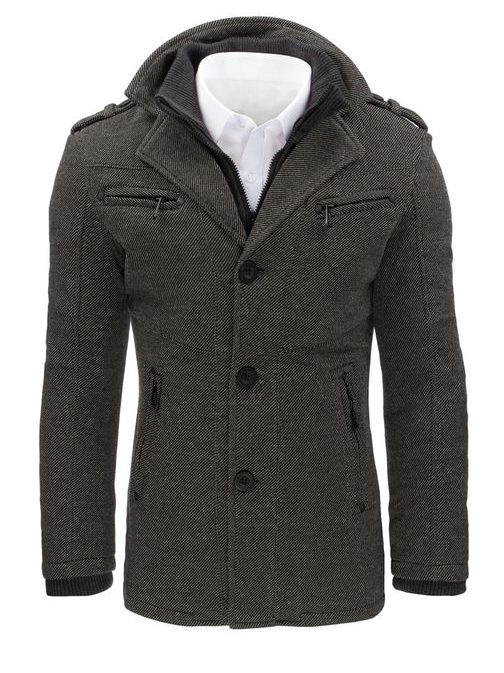 Pánský šedý trendy kabát