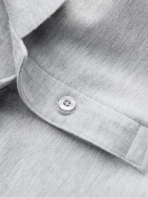 Bavlněná jednobarevná pánská polokošile šedá v20 om-pobs-0100