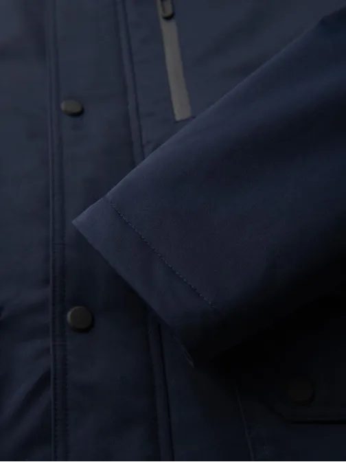 Pánská teplá bunda v modré barvě V6 OM-JAHP-0302