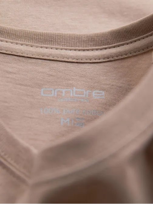 Základní pískové bavlněné tričko s kulatým výstřihem V11 TSBS-0236