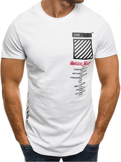 Atraktivní prodloužené pánské tričko bílé J.STYLE SS085
