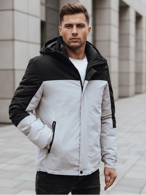 Pánská stylová zimní šedá bunda