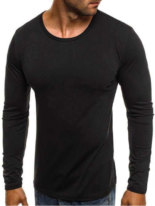 Jednoduché černé tričko s dlouhým rukávem J.STYLE 712099