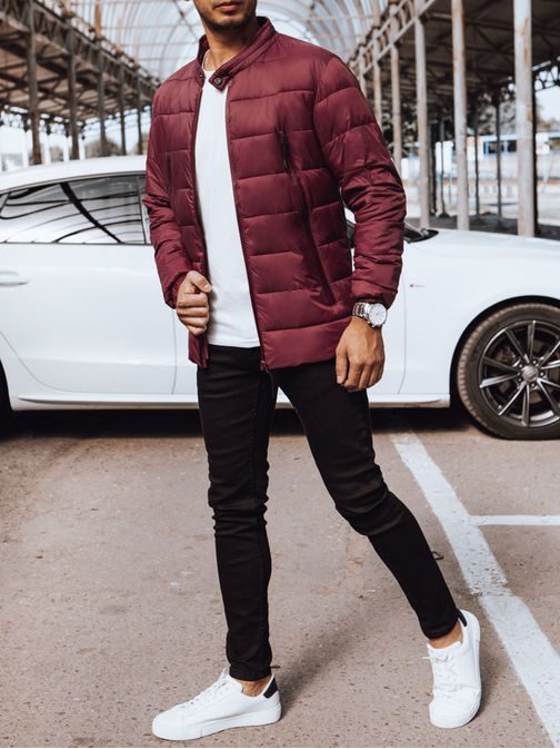 Přechodná bordó prošívaná bunda