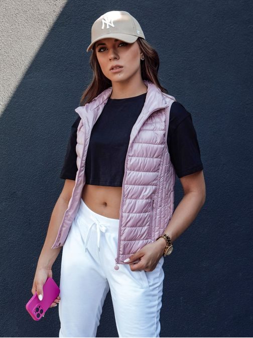 Dámská růžová prošívaná módní vesta Stylishz