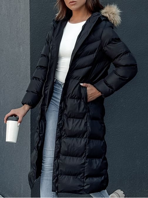 Dámská dlouhá zimní černá bunda Luxwarm