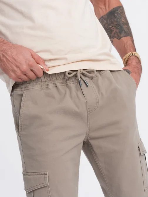 Trendy béžové jogger kalhoty V2 PAJO-0123