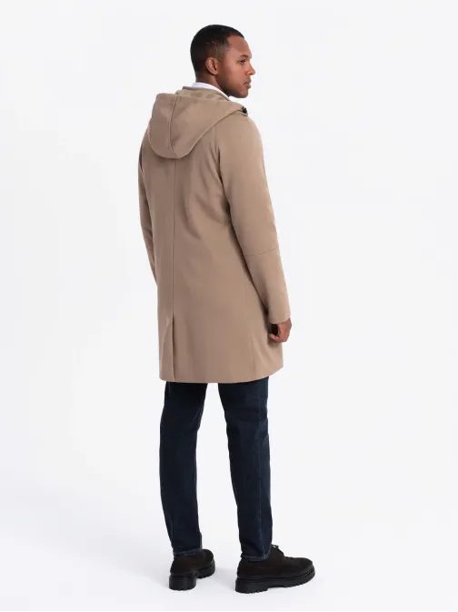 Trendy kávový pánský kabát V1 COSC-0112