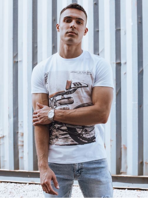 Originální bílé tričko s motivem motorky