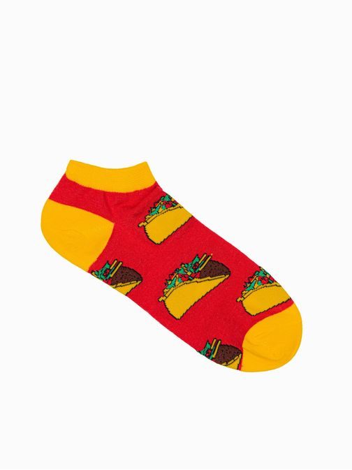 Veselé kotníkové ponožky v červené barvě U129