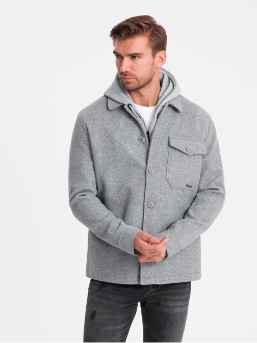Stylová šedá bunda s viskózou V2-janp-0199