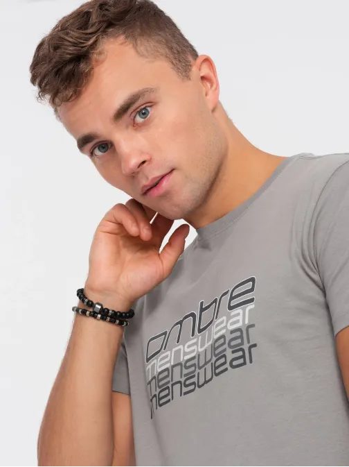 Šedé tričko s nápisem V2 TSPT-0160