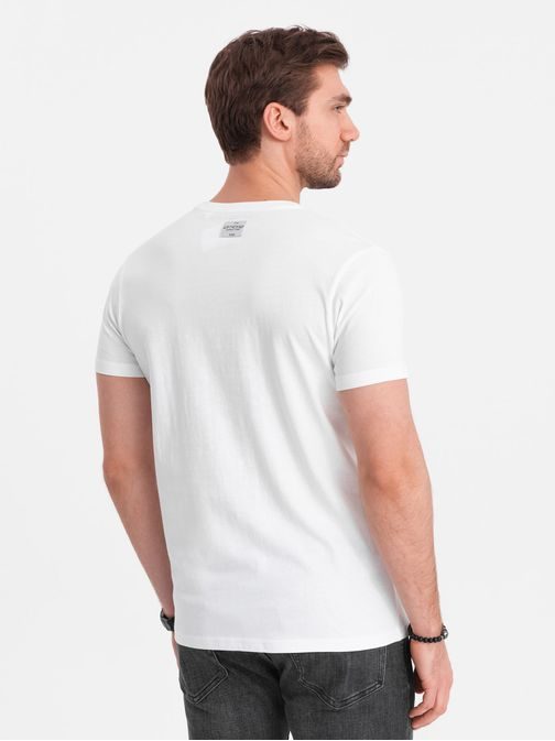 Jedinečné bílé tričko s logem V1 TSPT-0141