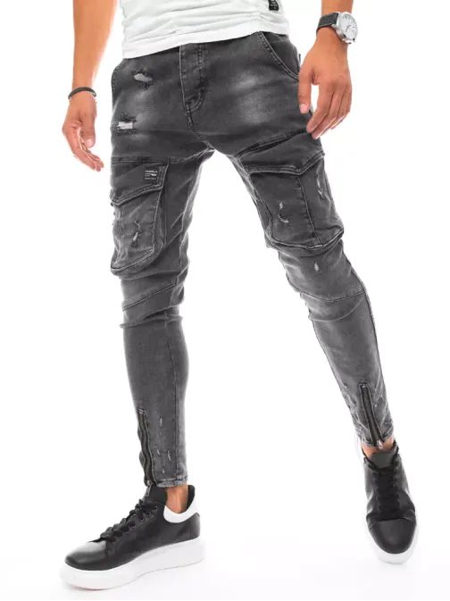 Džínové kalhoty s kapsami šedé