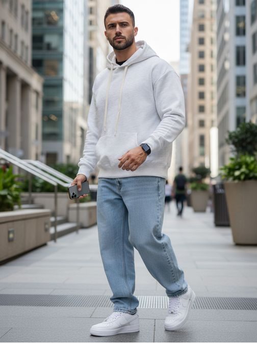 Šedá pánská mikina v zajímavém designu